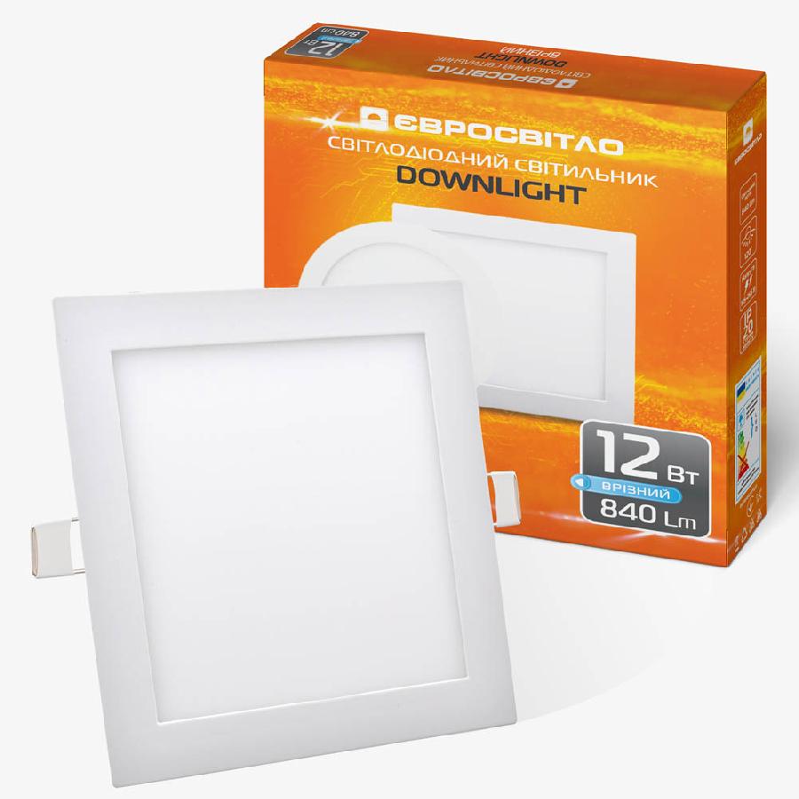 Світильник точковий врізний Євросвітло 12Вт квадрат LED-S-170-12 4200К